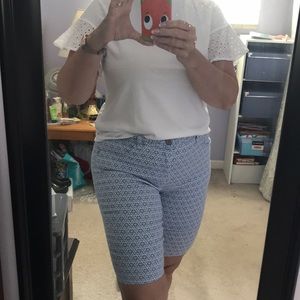 Blue and white Bermuda shorts